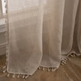 thumbnail image 4 of Linen Curtain for Bedroom Living Room, Rod Pocket Rustic Farmhouse Bohemian Tassels Window Treatment, 1 Panel, 4 of 10
