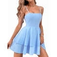 thumbnail image 3 of Jaimenalin Women'S Backless Bow-Knot Tie Spaghetti Strap Mini Dress Club Party Dresses Light Blue #38 S, 3 of 8