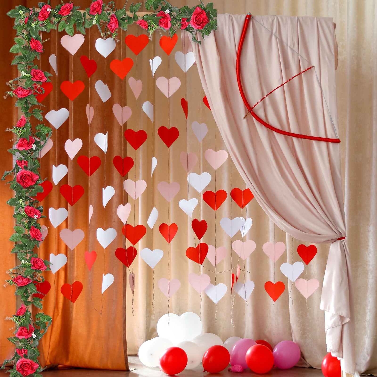JilgTeok 4 Packs 2pcs 90.55in Artificial Rose Vine Flowers Plants Simulation 10 Heads Rose Vines for Mother's Day Wedding Scene Party Wall Hanging Mantel Tabletop Decoration