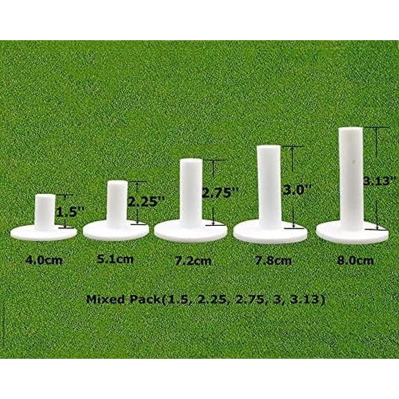 FINGER TEN Golf Rubber Tees Driving Range Value 5 Pack, Mixed Size or 5 Same Size for Practice Mat