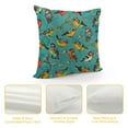 thumbnail image 4 of Birds Throw Pillow Cushion Cover, Roosting Eastern Sparrow and Flying American Goldfinch with Tiny Bird Foot Prints, Decorative Square Accent Pillow Case,, Multicolor, 4 of 5