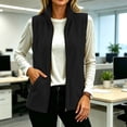 thumbnail image 2 of Busydd Fleece Vest Women Fashion Zip Up Sleeveless Stand Collar Fall Vest Casual Comfortable Solid Color Outerwear Vests with Pockets, 2 of 10