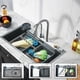 thumbnail image 3 of Fregadero De Cocina, Chido Fregadero de Cascada con 2 Pack Grifos, Moderno Tarjas Para Cocina lluvia Volador, Volante Fregadero Doméstico para Cocina, Bar, Comedor, Exterior (80 * 45cm), 3 of 7