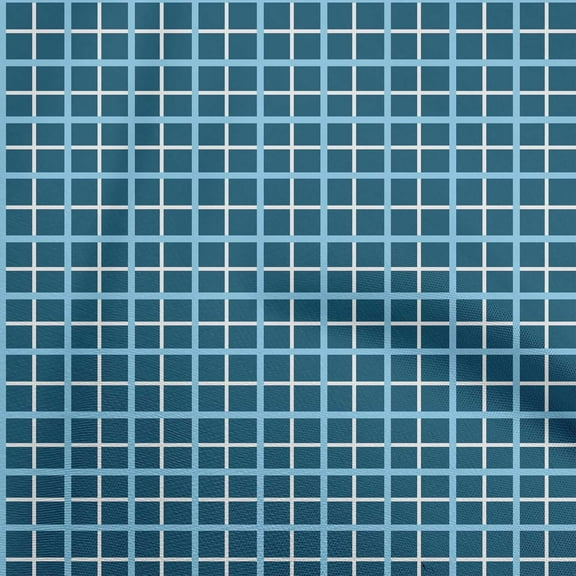 oneOone Polyester Spandex Teal Blue Fabric Check Plaid Craft Projects Decor Fabric Printed By The Yard 56 Inch Wide