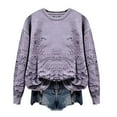 thumbnail image 1 of WTXUE Chandail Molletonné à Col Rond Imprimé Chandail Molletonné Décontracté Surdimensionné Chandail Molletonné à Manches Longues Style Preppy Chandails Molletonnés d'Automne Chandails en Tricot Torsadé Chandails Habillés Chandail de Base Violet P, 1 of 3