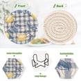 thumbnail image 4 of Yayeee 6 PCS Drink Coasters with Holder Set Woven Absorbent Round Tabletop Hot Pad, Light Lemon, 4 of 7