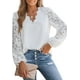 thumbnail image 1 of Blusas de mujer, blusa tipo túnica de manga larga con cuello en V y mangas de encaje, 1 of 6