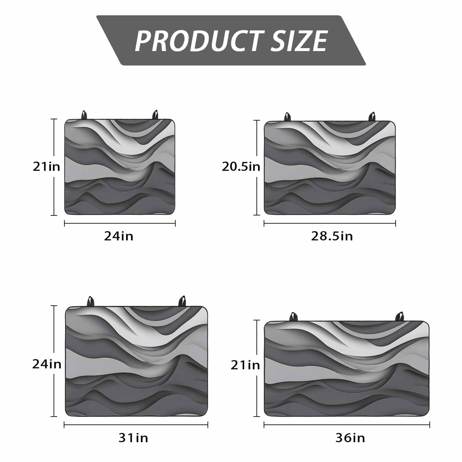 Black Grey Ombre Stove Top Cover for Electric Stove, Heat-proof & Non Slip Glass Top Stove Cover Protector, Modern Geometric Abstract Moire Art Kitchen Flat Cooktop Rubber Mat 24x21 Inches