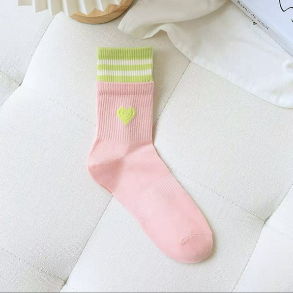 Firefly Hope 6 Pairs Soft Thin Cotton Socks with Small Heart Patterns for Women, Above Ankle Bootie & Crew Socks,Pink
