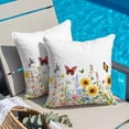 thumbnail image 5 of Colorful Florals Throw Pillow Cover Sunflower Daisy Butterfly Farm Botanical Cotton Linen Cushion Cover Throw Pillow Case with Invisible Zipper for Couch Sofa Bed Chair Car 26x26 Inch, 5 of 14