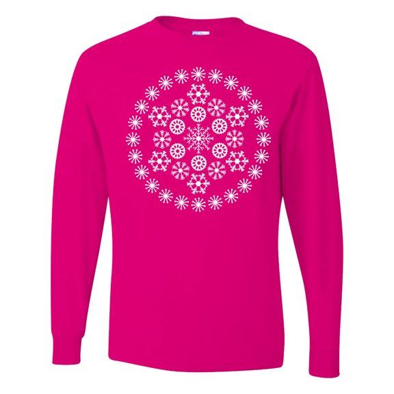Inktastic Circle of Snowflakes Christmas, Winter Holiday Long Sleeve T-Shirt