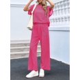 thumbnail image 5 of Womens Striped 2 Piece Set Short Sleeve T Shirts Wide Leg Pants Matching Lounge Sets with Pockets Glitter M, 5 of 8