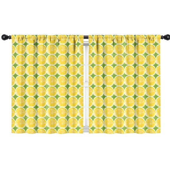 Blackout Kids Curtains,Yellow Lemon Slices Green Pattern Childrens Insulated Curtains Set Of 2,Bedroom Essentials,Toddler Room Decor 42"x54"