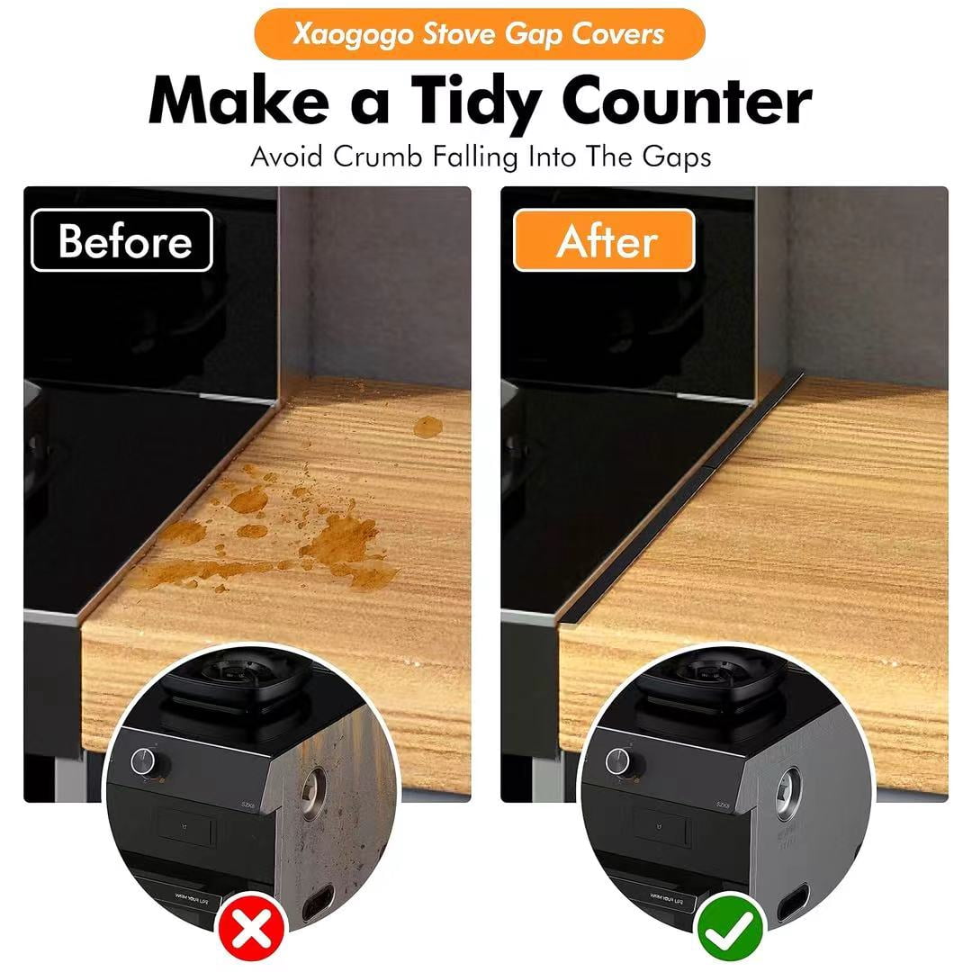 4 Pcs Stainless Steel Stove Gap Covers, Stove Gap Filler Easy Retractable，Heat Resistant Guard Between Stove for Kitchen
