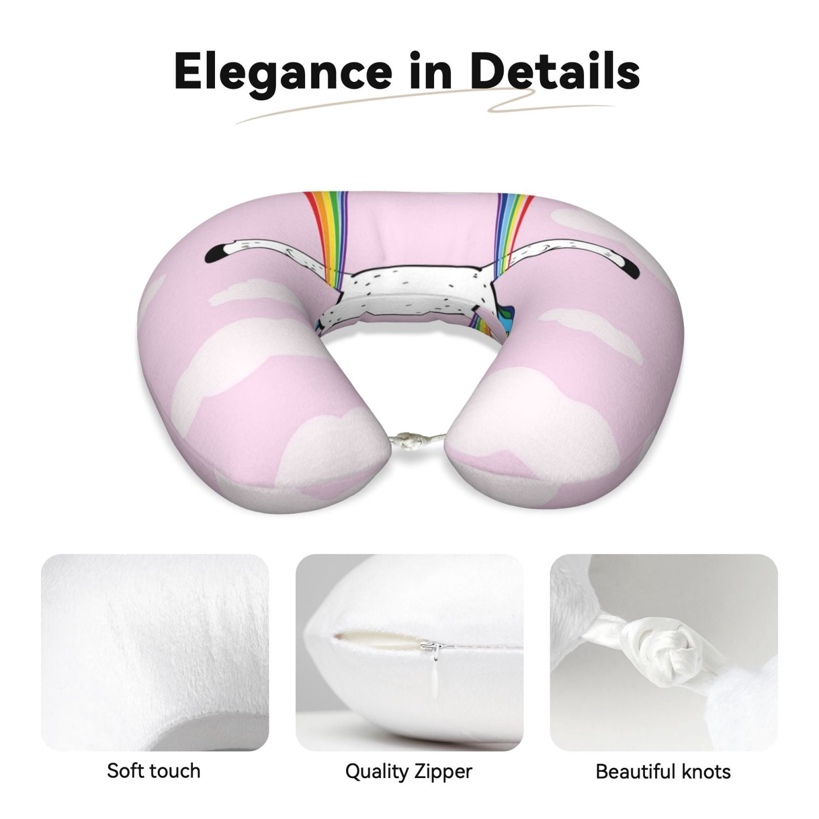 Xecao Aerial Yoga for Unicorn Print Memory Foam Cervical Neck Pillow Versatile U-Shaped Pillows for Home,Office,Camping,Travelling,Soft Washable Cover