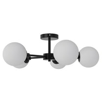 Better Homes & Gardens Five Globe Flush Mount Ceiling Light Matte Black Finish，T6×5 40W Soft White, Candelabra Base, Dimmable, 1 Pack