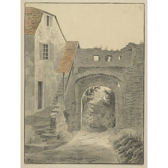 Entryway to Schloss Epstein Poster Print by W. Becker (German, active 19th century) (18 x 24)