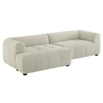 Liana Left-Facing Upholstered Fabric Modular Sofa with Chaise in Linen