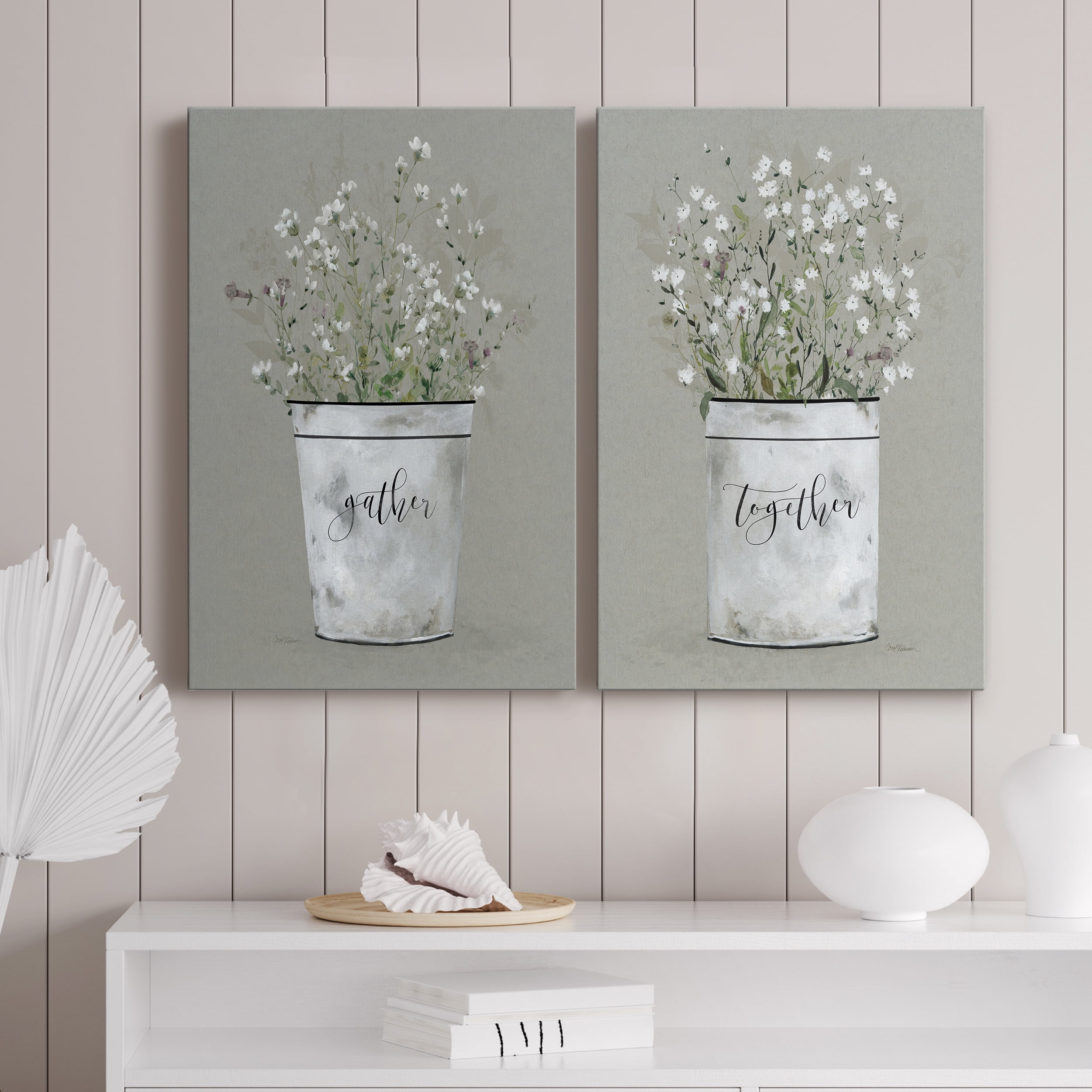 Bouquet of Grace Bucket Gather Premium Gallery Wrapped Canvas - Ready to Hang - Set of 2 - 40 x 60 Each