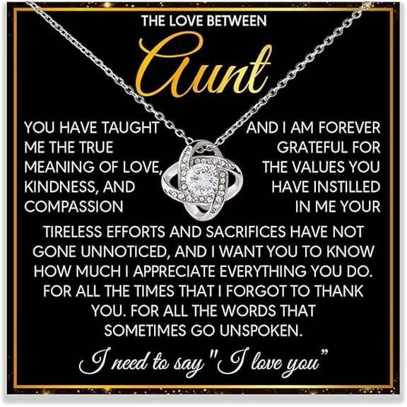 Love Knot Necklace Gift for Aunt from Niece, Necklace To My Aunt on My Wedding Day with Message Card and Gift Box, Aunt and Niece Gifts Ideas, Necklace for Women