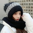 thumbnail image 4 of Naxoaeo Clearance Womens Beanie and Scarf Set for Girls Warm Knit Winter Ski Hat with Fleece Lined, Elastic Warm Conjoined Ear Protection Knitted Hat, Winter Beanie Hat Scarf, 4 of 5
