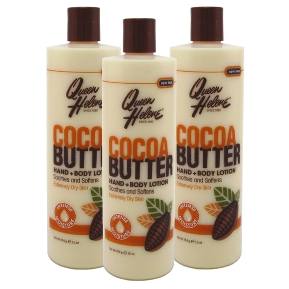 QUEEN HELENE Loción para manos y cuerpo con manteca de cacao, 16 oz (paquete de 3)