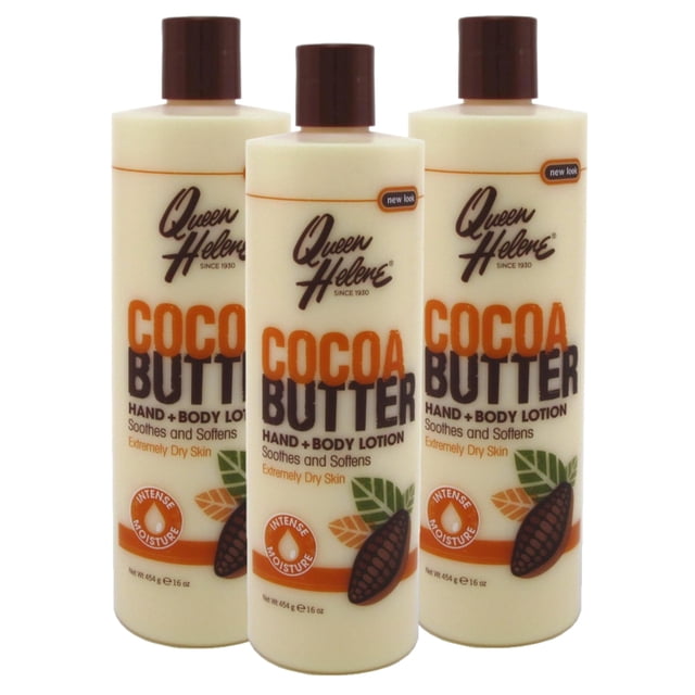 QUEEN HELENE Loción para manos y cuerpo con manteca de cacao, 16 oz (paquete de 3)