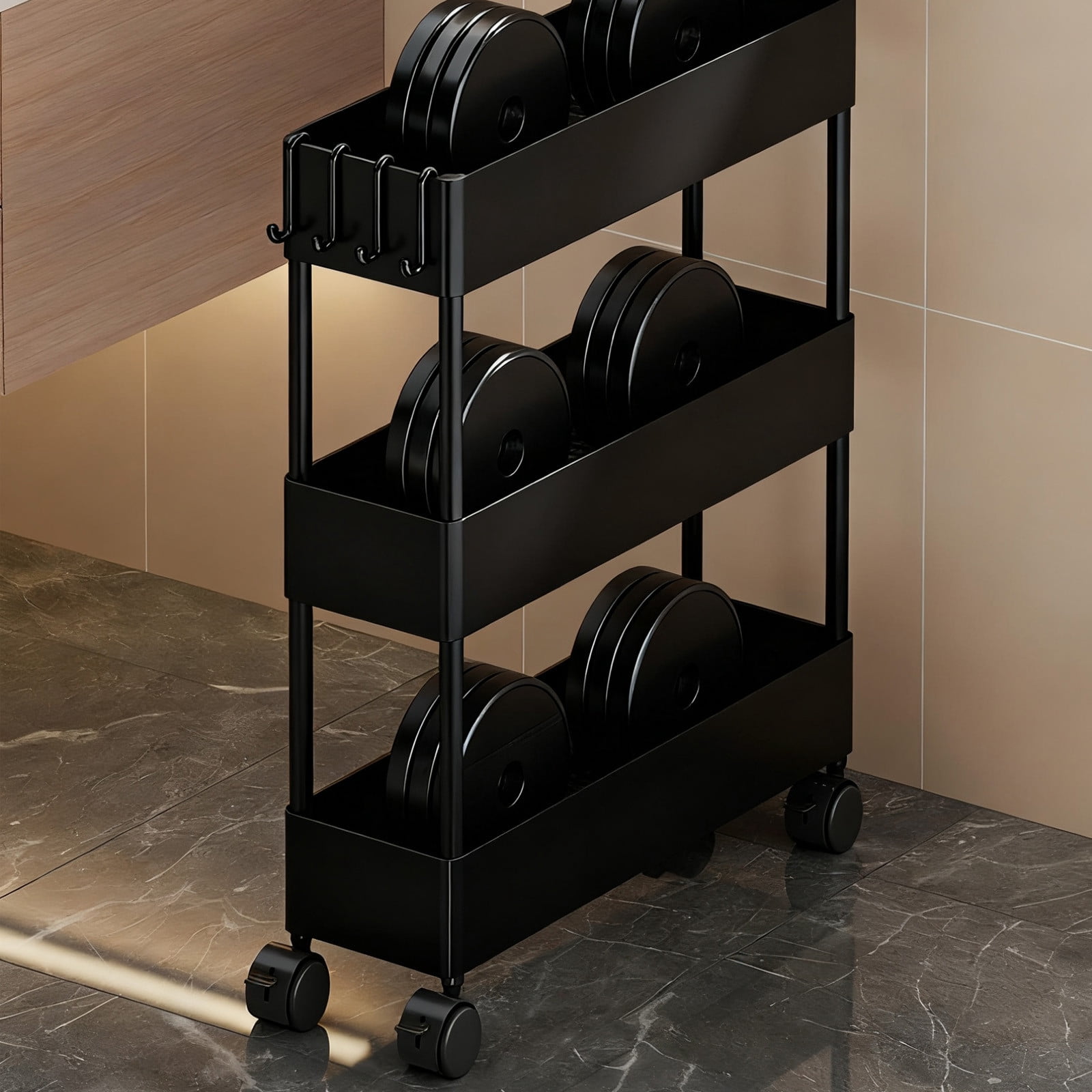 Viflosae Rolling Storage Cart Cart Organizer Slim Space-saving Organizer Bathroom and Laundry Room Slot Organizer On Wheels for Bathroom and Toiletries