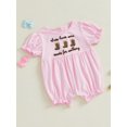 thumbnail image 2 of SUNSIOM Baby Girls Romper, Short Sleeve Crew Neck Embroidery Boots Letters Infant Bodysuit Summer Clothes, 2 of 6