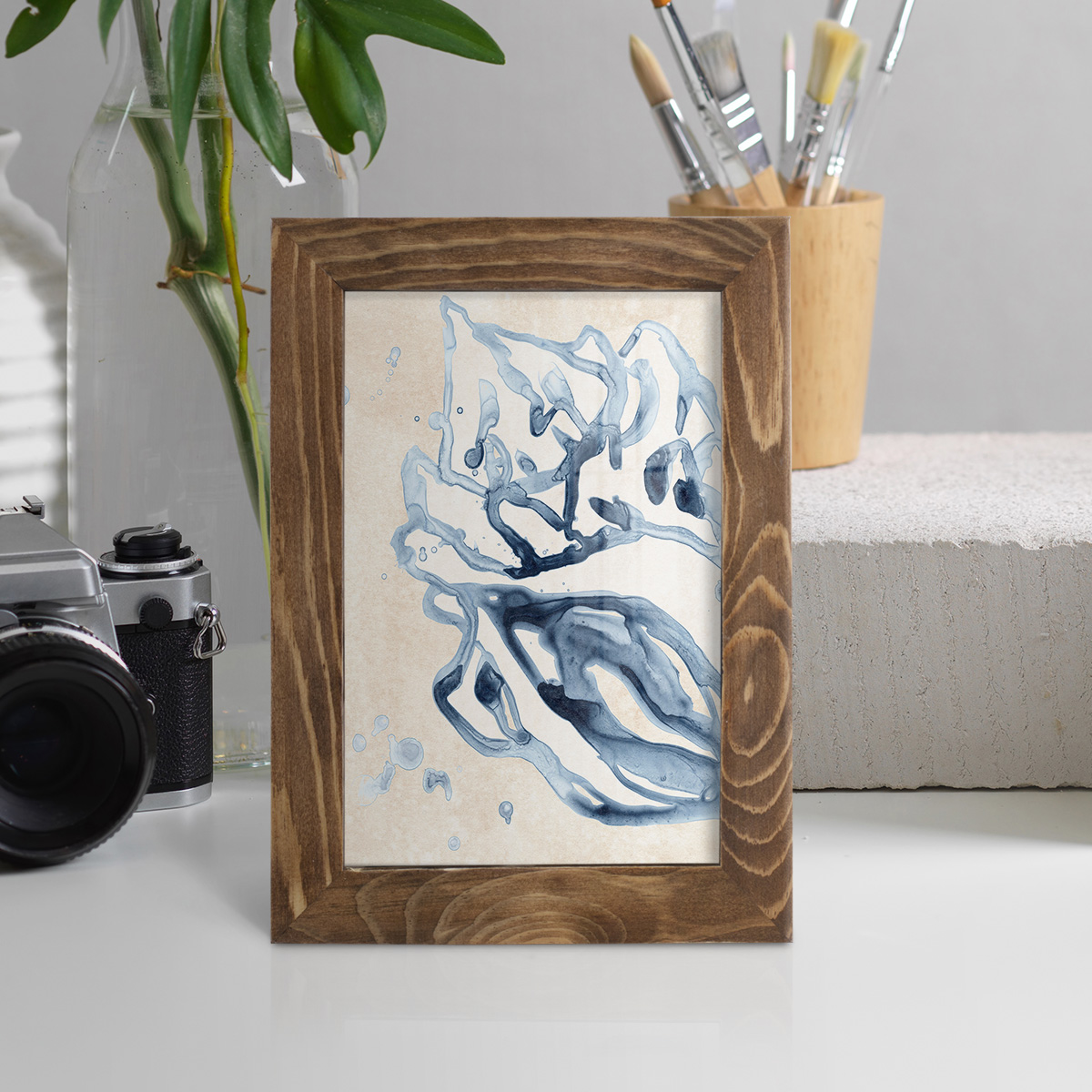 Water Shells II - Framed Print w/glass - Walnut