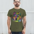 thumbnail image 3 of Tee Hunt Stare of The Wolf T-Shirt Dean Russo Colorful Neon Animal Men's Tee, Military Green, 3X-Large, 3 of 5