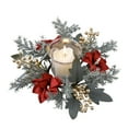 thumbnail image 3 of 9.8 Inch * 3.5 Inch Christmas Candle Ring Wreath Artificial Red Flowers Berry Greenery Garland Kitchen Cabinet Xmas Party Table Centerpieces Candle Holder, 3 of 6