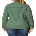 thumbnail image 3 of Agnes Orinda Women‘s Plus Size Fall Outfits Drawstring Waist Zipper Denim Jacket, 3 of 6