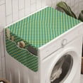 thumbnail image 1 of Geometric Washing Machine Organizer, Bicolour Design Gingham Pattern with Little and Striped Squares, Anti-slip Fabric Top Cover for Washer and Dryer, Mustard and Sky Blue, by Ambesonne, 1 of 1