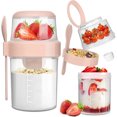 thumbnail image 3 of Taza de cereales para llevar, taza de yogur con cuchara para llevar, taza de yogur para llevar a prueba de fugas de 310ML + 560ML, fiambrera apta para lavavajillas, taza de cereales para, 3 of 5