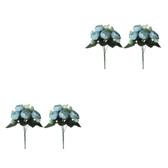 relayinert 2pcs/set Realistic Appearance Artificial Flower Bouquet For Home Decor Silk Artificial Flowers Wedding Decoration blue 2Set