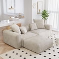 thumbnail image 2 of The Magic Home 2-Seater Convertible Modular L-Shaped Corduroy Sectional Sofa, Beige, 2 of 10