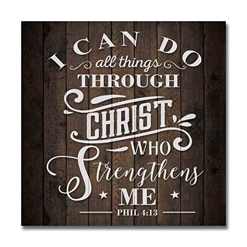 I Can Do All Things Through Christ Sign Wood Decor Rustic Signs Scripture Christian Bible Verse Quote Wall Wooden Decorations Faith Prayer Home Family Room Farmhouse Gift 8 x 8 Art B3-08080061081
