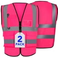 thumbnail image 1 of Chaleco de Seguridad XPCARE 2-Pack Rosa Neón Reflectante con Cremallera, 1 of 6