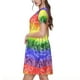 thumbnail image 2 of Balery Colorful Tie Dye Vestidos sueltos de manga corta para mujer, vestidos de verano 2025, vestidos casuales de corte A con vuelo., 2 of 6