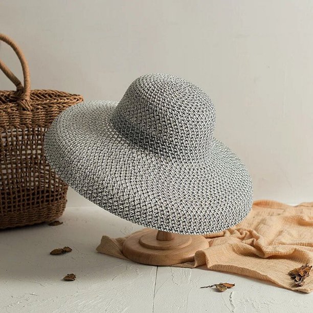 Sombrero de paja de color arcoíris para mujer, sombrero de paja de ala grande de verano, protector solar para vacaciones en la playa, sombrero de paja de pescador