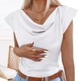 thumbnail image 6 of Mittory Shirts for Women Fashion Cowl Neck Tops for Women Dressy Casual Short Sleeve Clothes Summer Outfits, 6 of 7