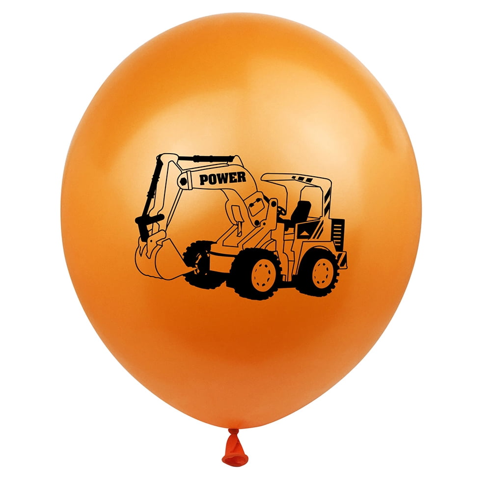 2XU 30 pcs  12 Inches Excavator Construction Vehicle Printing Balloons Set Birthday 