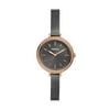 Fossil Ladies' Classic Minute Three-Hand Smoke Stainless Steel Watch (BQ3458) and Fossil Ladies' Rose Gold-Tone Brass Stud Earrings (JOA00578791) bundle.