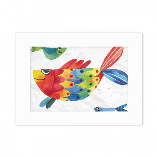 Cartoon Fish Colourful Animal Photo Mount Frame Picture Art Painting Desktop 5x7 inch