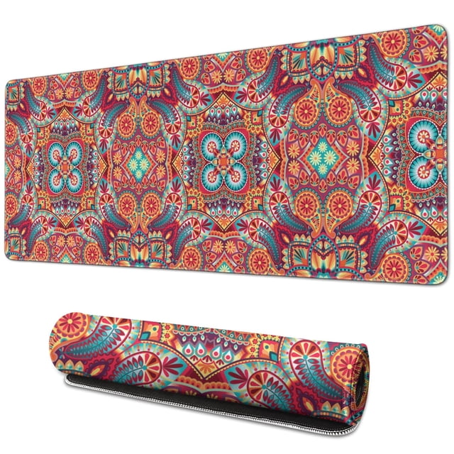 Bring Color to Your Desk with Performore Mouse Pad: Beautiful Mandala Design, Non-Slip Base, Perfect for Gaming and Office, 31.5x11.8 Inch