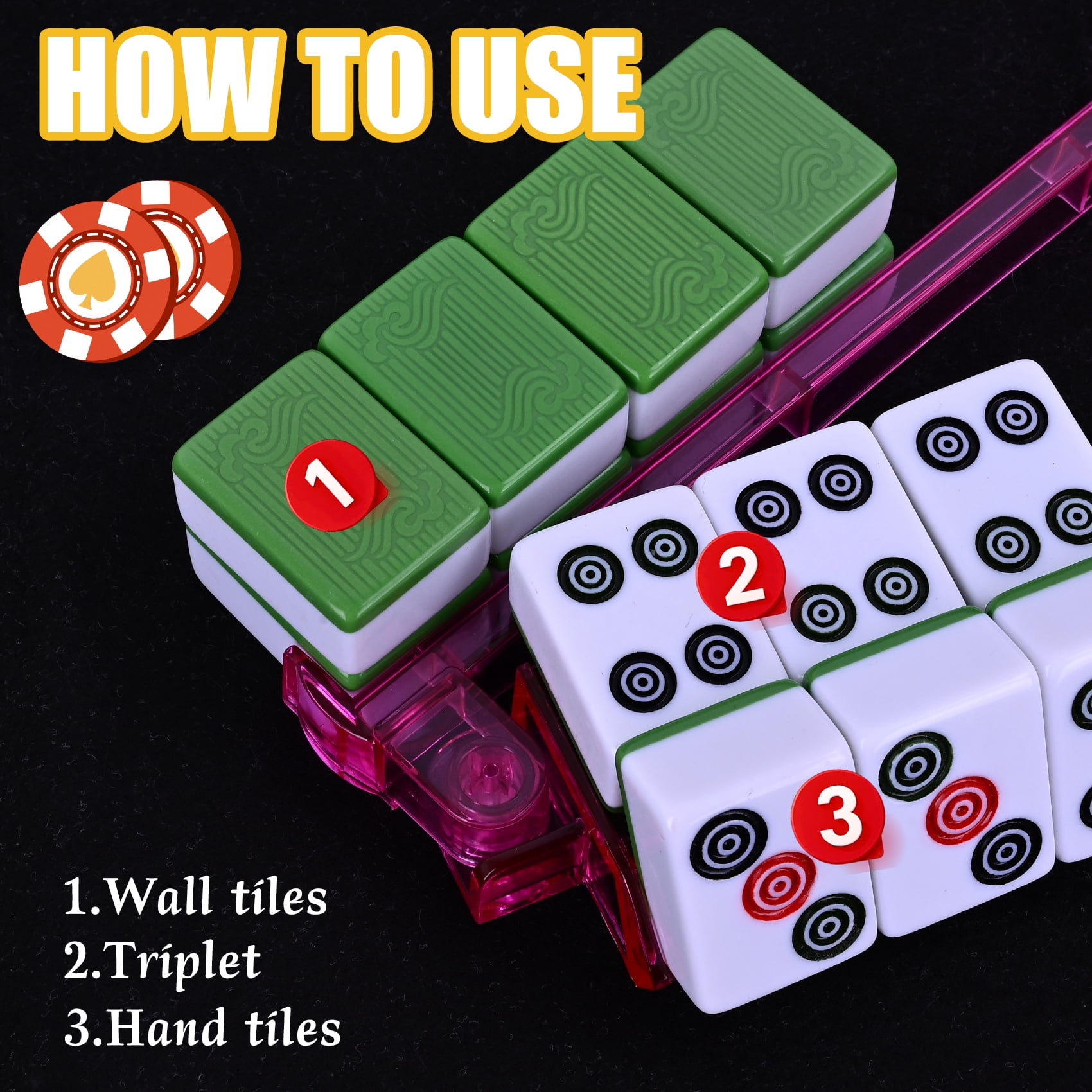 Mahjong Racks with Pushers, All-in-One Mahjong Tile Pushers and Racks 4-Piece Set American Mahjong Accessories, Multi Color