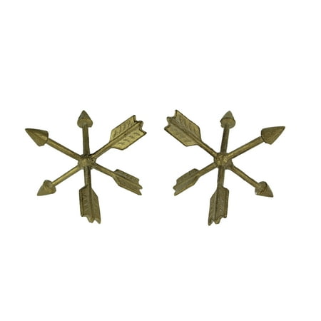 - Vintage Gold Metal Crossed Arrows Decor Ball Figurine Set of 2