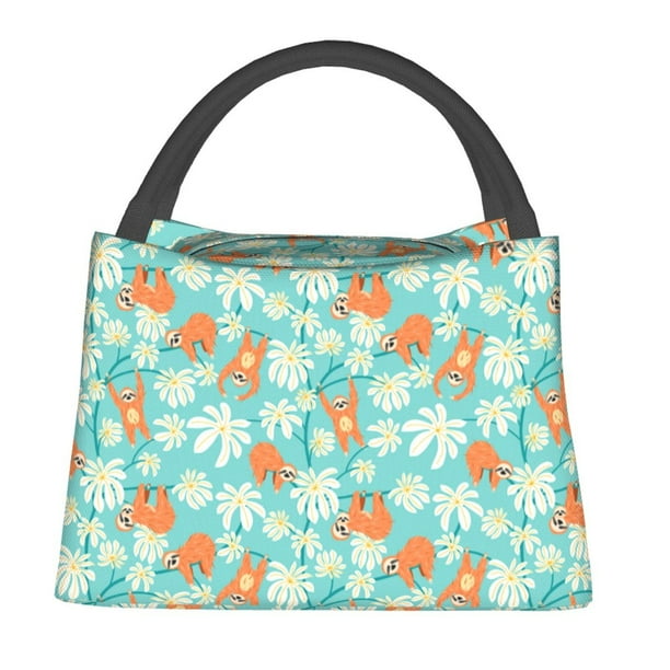 Fotbe Cute Sloth on Floral Tree Bolsa Térmica Portátil con Estampado, Bolsa de Entrega de Alimentos Aislada, Bolsa Reutilizable de Gran Capacidad para Comidas y Supermercado
