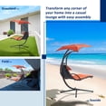 thumbnail image 5 of Hanging Chaise Lounger with Removable Canopy, Outdoor Swing Chair with Steel Frame and Built-in Pillow, Hanging Curved Chaise Lounge Hammock Chair with Stand for Patio, Porch, 5 of 7